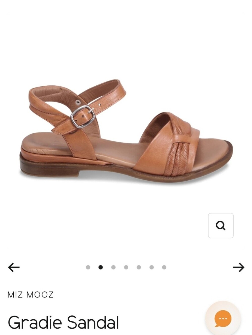 Miz Mooz Gradie Sandal Brown/Tan Strappy Flat Sandals with Ankle Buckle